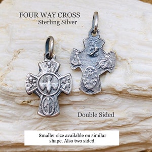 Four Way Cross. Double Sided. Sterling Silver.