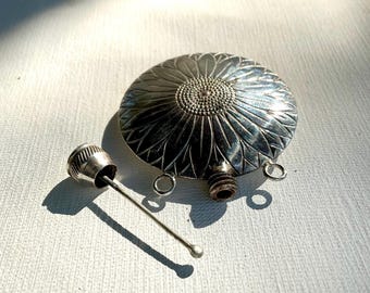 Vintage Perfume Bottle Pendant. Silver.