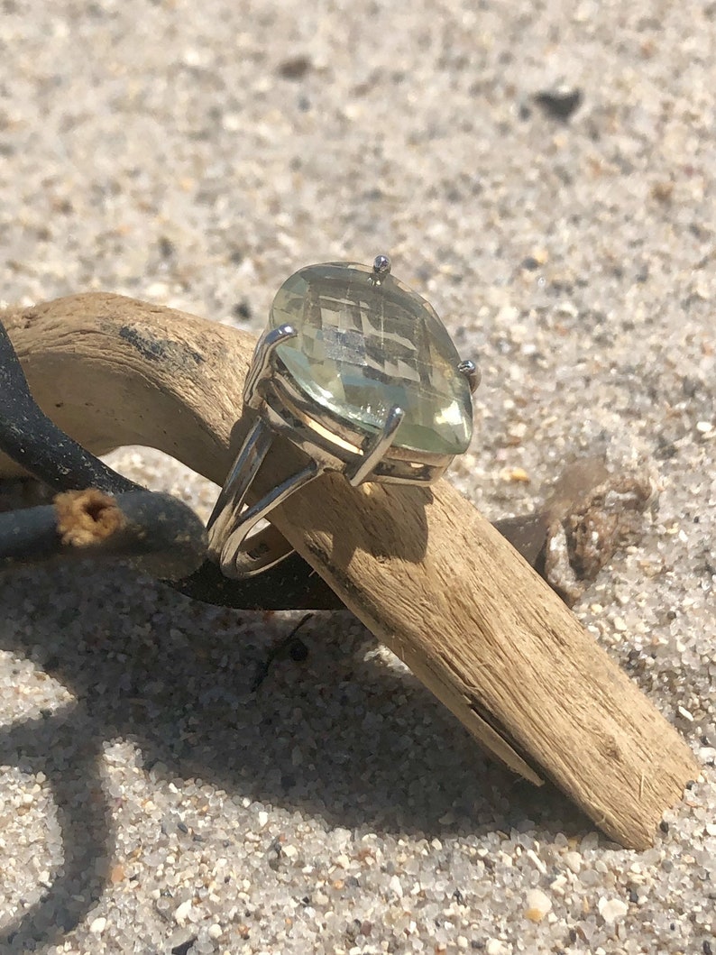 Sterling Silver Green Prasolite Ring