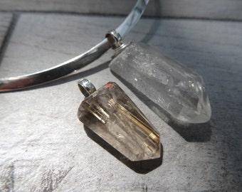 Natural quartz pendants. Sterling silver pendant bail.