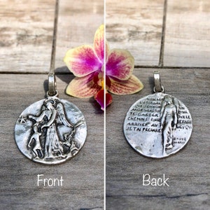 Guardian Angel Medal. Double Sided. Sterling Silver. Large Size