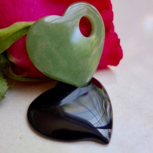 Natural stone heart. Aventurine and Black Onyx.
