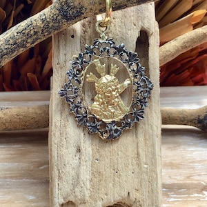 Jesus Pendant, Sterling Silver and 18K Gold Plated. Made in Spain.