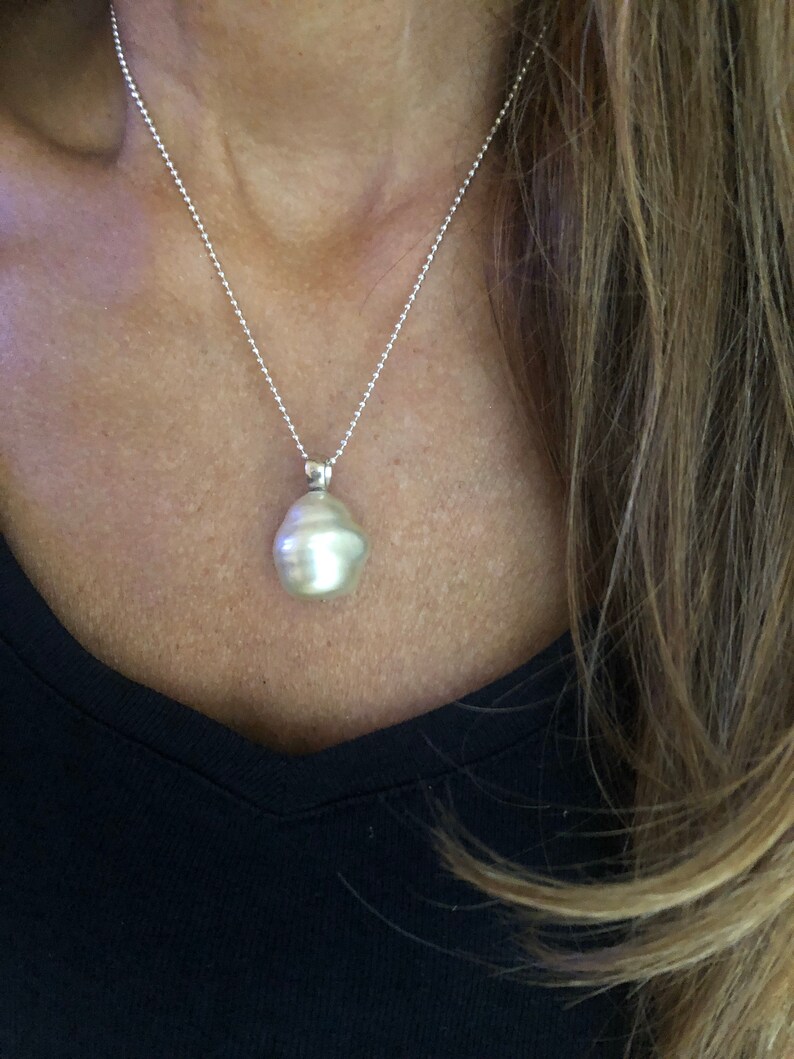Large Baroque Mallorca Pearl Sterling Silver Handmade Bail.