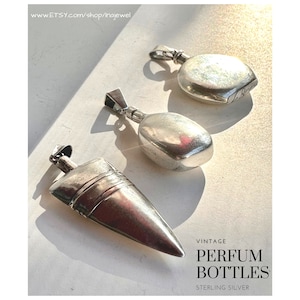 Perfume Bottle Necklace. Vintage. Sterling Silver.