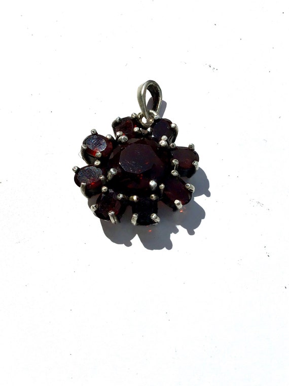 Mid Century Garnet Pendant. Sterling Silver - image 3