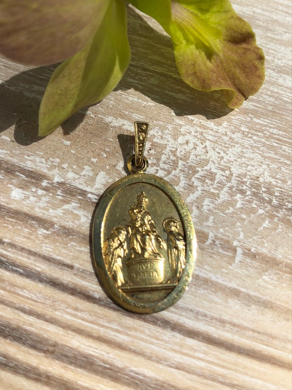 Our Lady of Lujan Mid Century Pendant 18k Gold and 900 Silver.