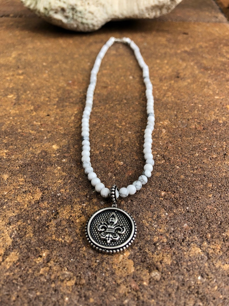 Fleurdelis Necklace for Men. Sterling Silver. Etsy