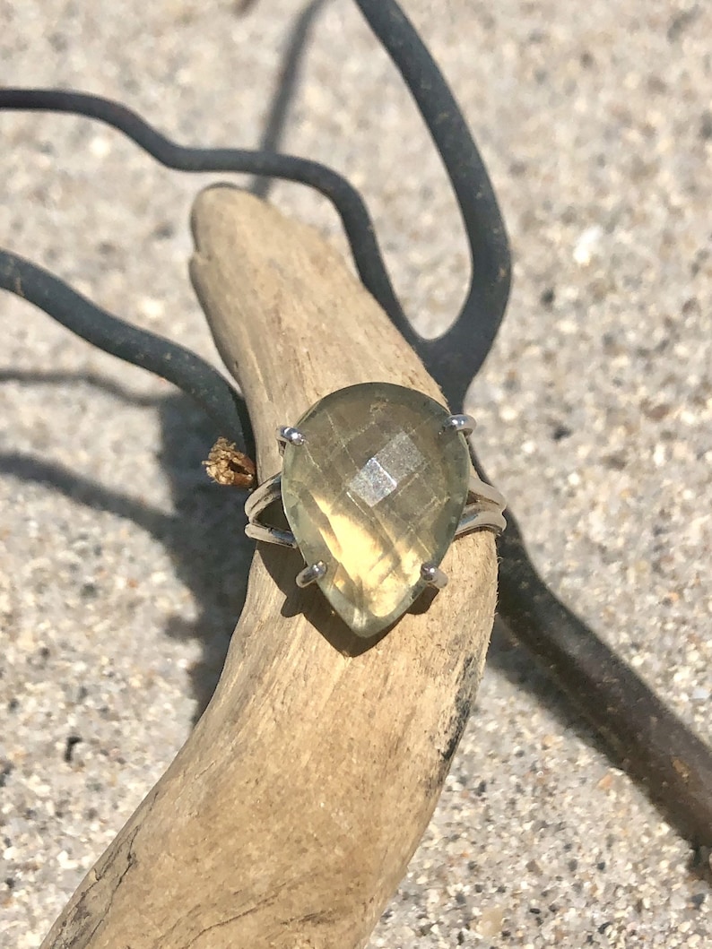 Sterling Silver Green Prasolite Ring