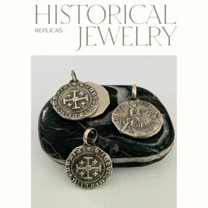 Medieval Style Crusaders Coins. Solid Silver Pendants. Jerusalem Cross.