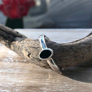 Black Agate Ring. Sterling Silver.