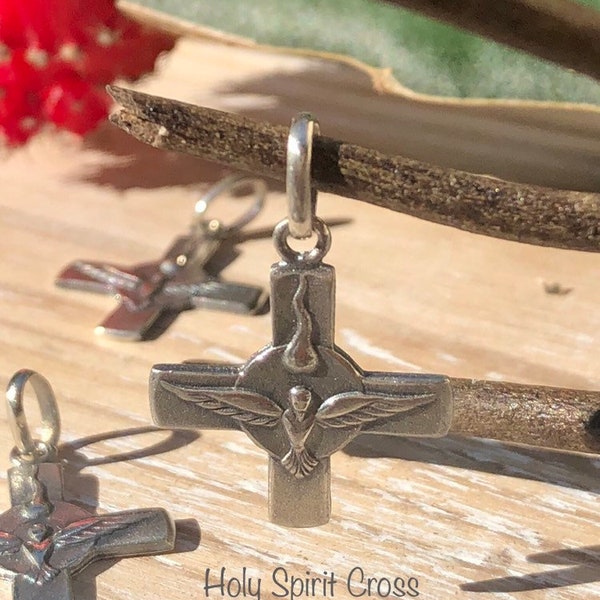 Holy Spirit Cross. Sterling Silver.