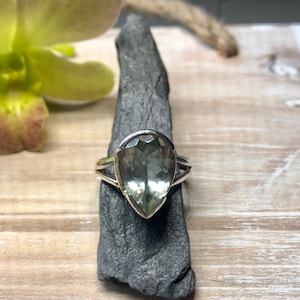 Green Prasiolite Ring. Sterling Silver.