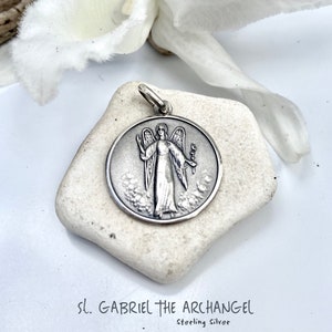 St Gabriel The Archangel. Sterling Silver Pendant.
