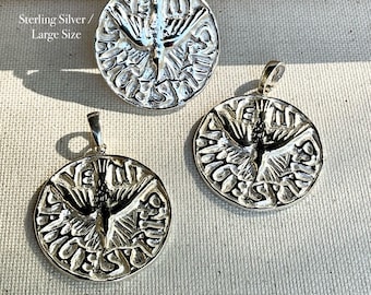 Large Holy Spirit Medal. Sterling Silver.