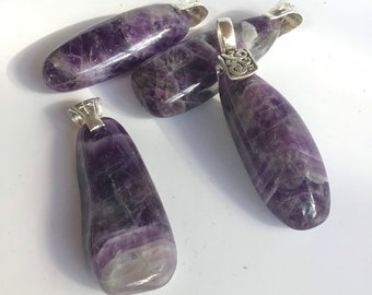 Natural Amethyst Pendant. Sterling Silver Pendant Bail