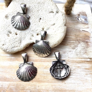 Santiago de Compostela Scallop Charm.  Sterling Silver. Double Sided.