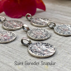 Saint Benedict Scapular Charm. Sterling Silver