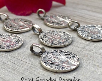 Saint Benedict Scapular Charm. Sterling Silver