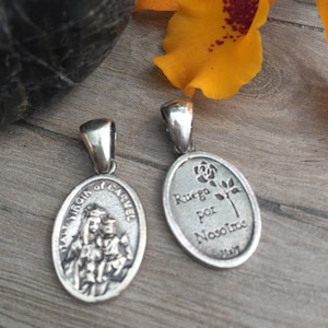Our Lady of Carmel medal. Sterling silver. Double sided.