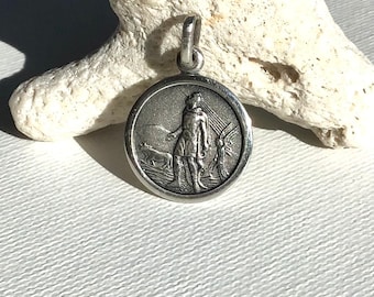 Saint Isidor the Laborer / Farmer. Sterling Silver Charm