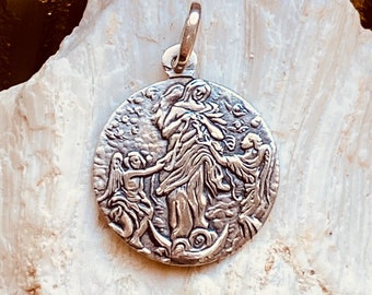 Mary Untier of knots. Sterling Silver Charm.