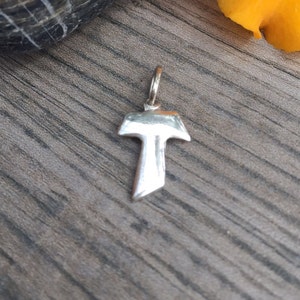 Mini Tau cross. Sterling silver.