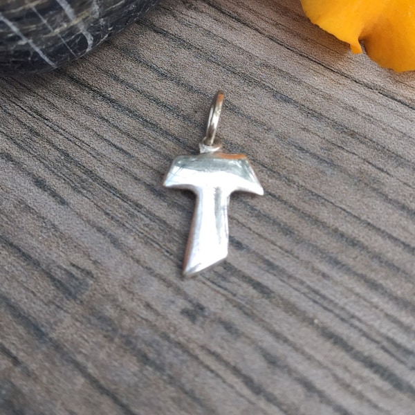 Mini Tau cross. Sterling silver.