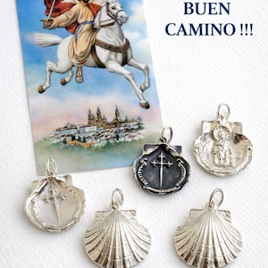 Santiago de Compostela Scallop Charm.  Sterling Silver. Double Sided.