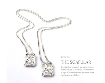 Sterling Silver Scapular Necklace. Handmade.