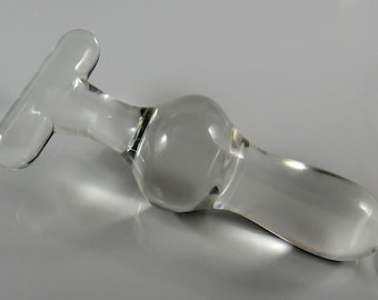 Medium Glass T-Handle Hourglass Kegel Dildo / Butt Plug Sex Toy