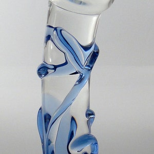 Medium blau Vene strukturierte Glas Dildo Sex-Spielzeug Bild 1