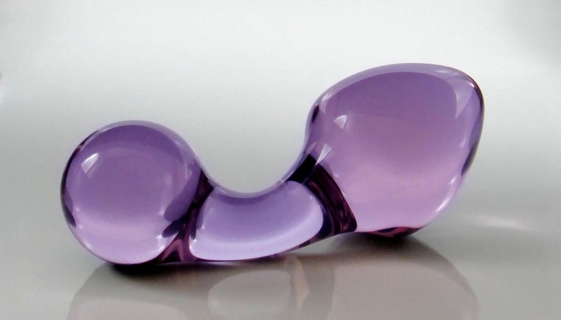 Small Violet Purple Glass Curved Handle Rosebud Butt Plug Sex Etsy