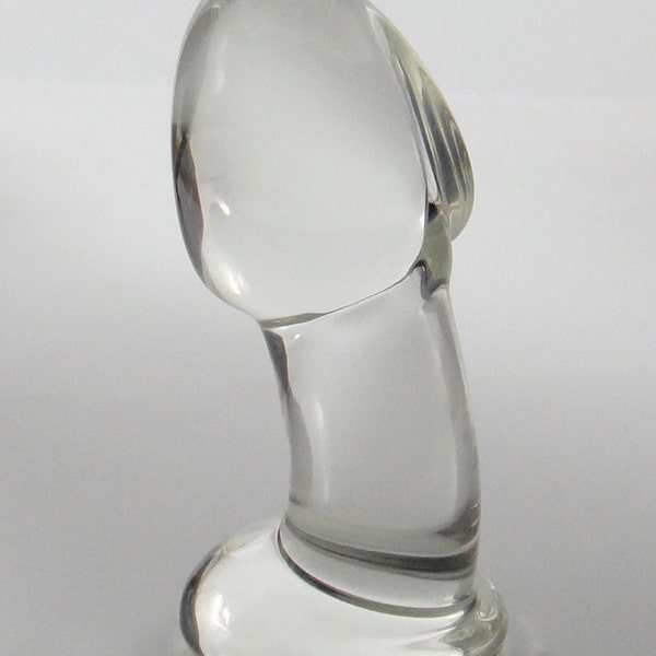 Small Glass Sculpted Penis Head Butt Plug Sex Toy