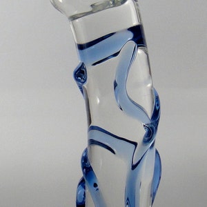 Medium BLUE Vein Textured Glass Dildo Sex Toy image 2