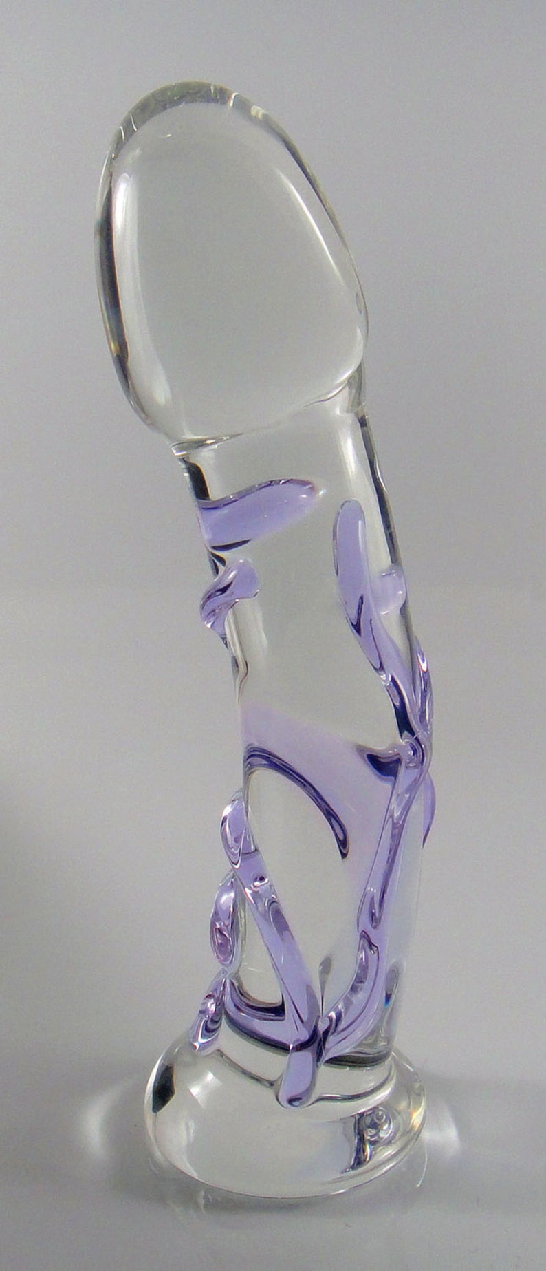 Medium Violet Purple Vein Textured Glass Dildo Sex Toy Etsy