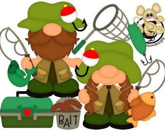 Fishing die cuts, gnome scrapbook die cuts, scrapbooking die cuts, children die cuts, scrapbook embellishments, scrapbook,  scrapbook title