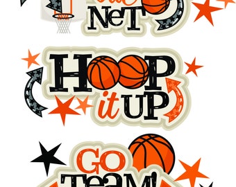 Basketball die cuts, basketball title, basketball, basketball scrapbook, basketball scrapbooking, sports die cuts, sports title, scrapbook