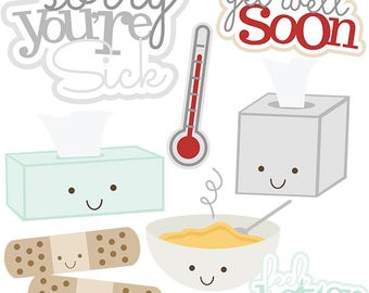 Scrapbook die cuts, Scrapbooking die cuts, Get well soon die cuts, Die cuts, sick die cuts, Scrapbook embellishment, get well soon card
