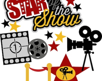Scrapbook titles, scrapbook die cuts,  Play scrapbook titles,  Hollywood scrapbook embellishments, Star of the show die cut, theater die cut