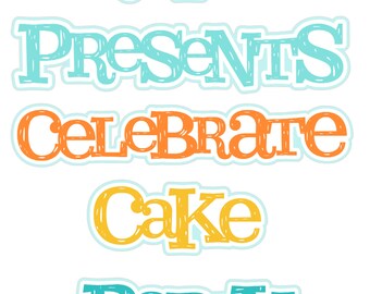 Birthday die cuts, birthday titles, birthday scrapbook, Scrapbook embellishment, scrapbook die cut, scrapbook titles, journaling, cardmaking