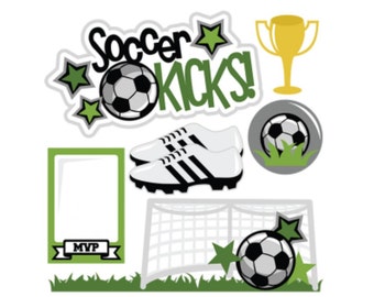 Soccer die cuts, Soccer title, soccer, soccer scrapbook, soccer scrapbooking, sports die cuts, sports title, fall sports title, fall sports