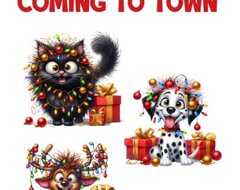 Christmas Title Die Cuts, Funny Cat and Dog Die Cuts, Christmas planner die cuts, Christmas animal scrapbooking card making