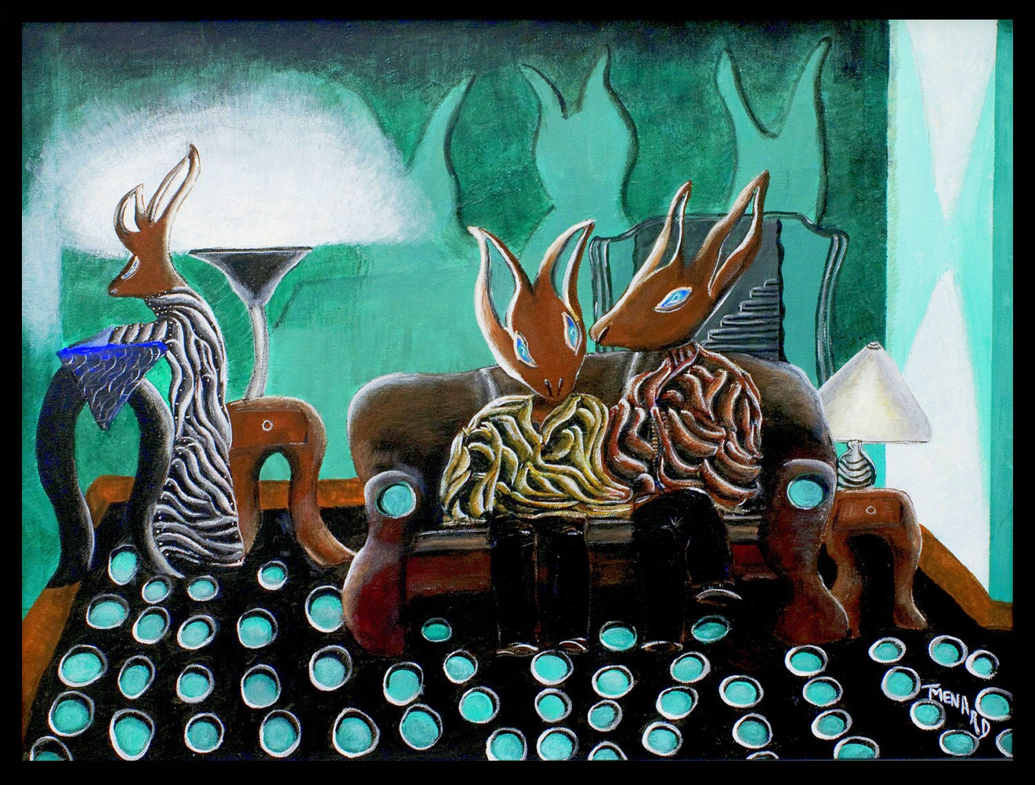【処分特価】Richard Taubenek/リチャードタウベネク/油彩画/特大 Original ,colorful and Surreal Acrylic Painting 
