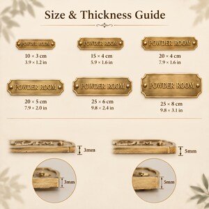 Placa personalizada de latón macizo, placa de bronce personalizada para puerta de baño, placa grabada para decoración de pared, placa de metal con nombre, regalo para ella. imagen 9