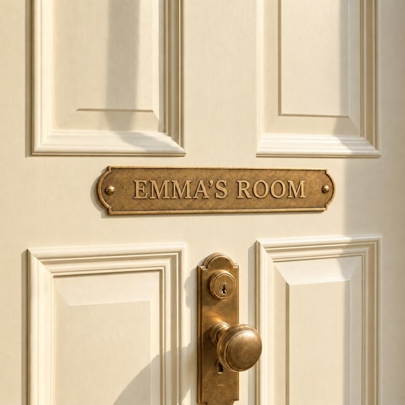 Personalized Solid Brass Plaque, Custom Door Plaque for Bedroom, Engraved Plaque for Wall, Nameplate for Her, Memorial Plaque For Pet Urn