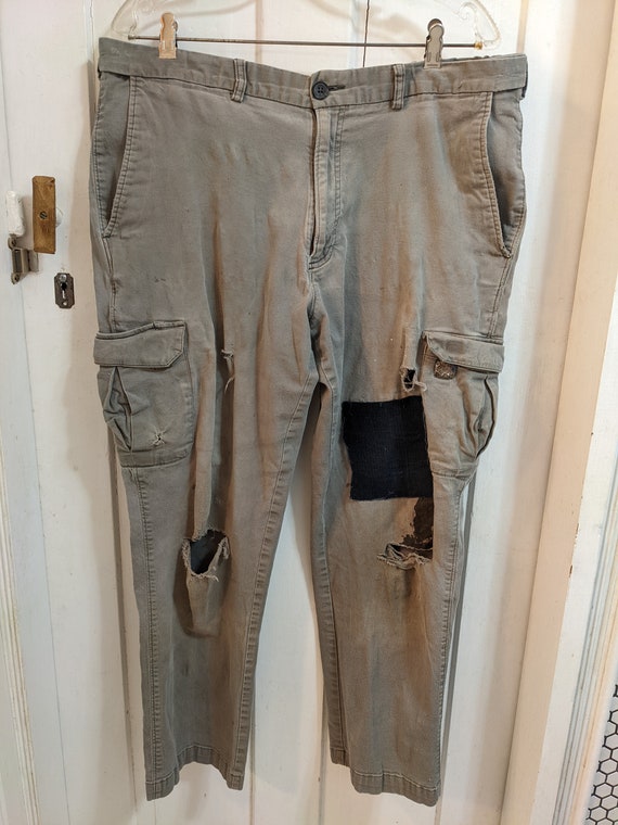 Haggar Cargo Pants Distressed Patches 