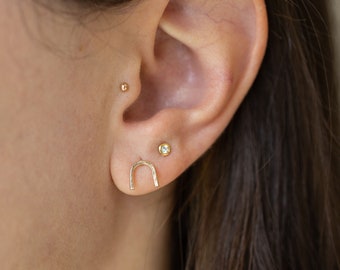 Gold Arch Studs, Minimalist rainbow earrings, Gold filled earrings, hypoallergenic earrings, sterling silver posts