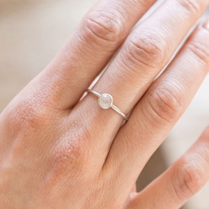 Silver Moonstone Ring, Dainty Gemstone Ring, Silver Stacking Ring, Birthstone Ring, Silver ring