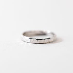 Thick hammered silver stacking ring, handmade sterling silver half-round ring